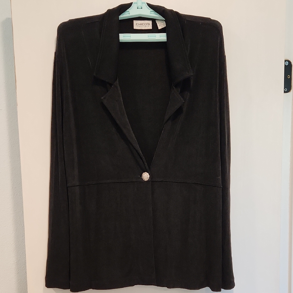 Chico's Travelers Elegant Black Lightweight Blazer, Sz 3